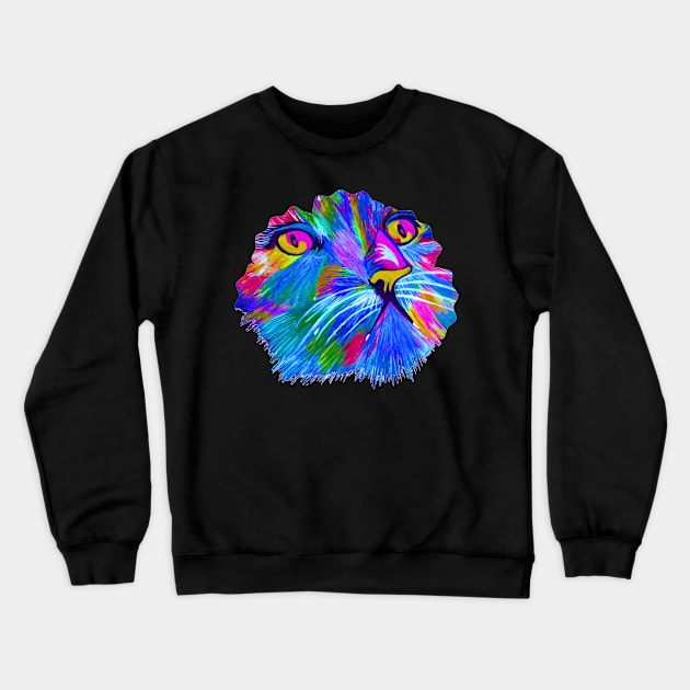 Neon Cat (shirt back) Crewneck Sweatshirt by Artistry23